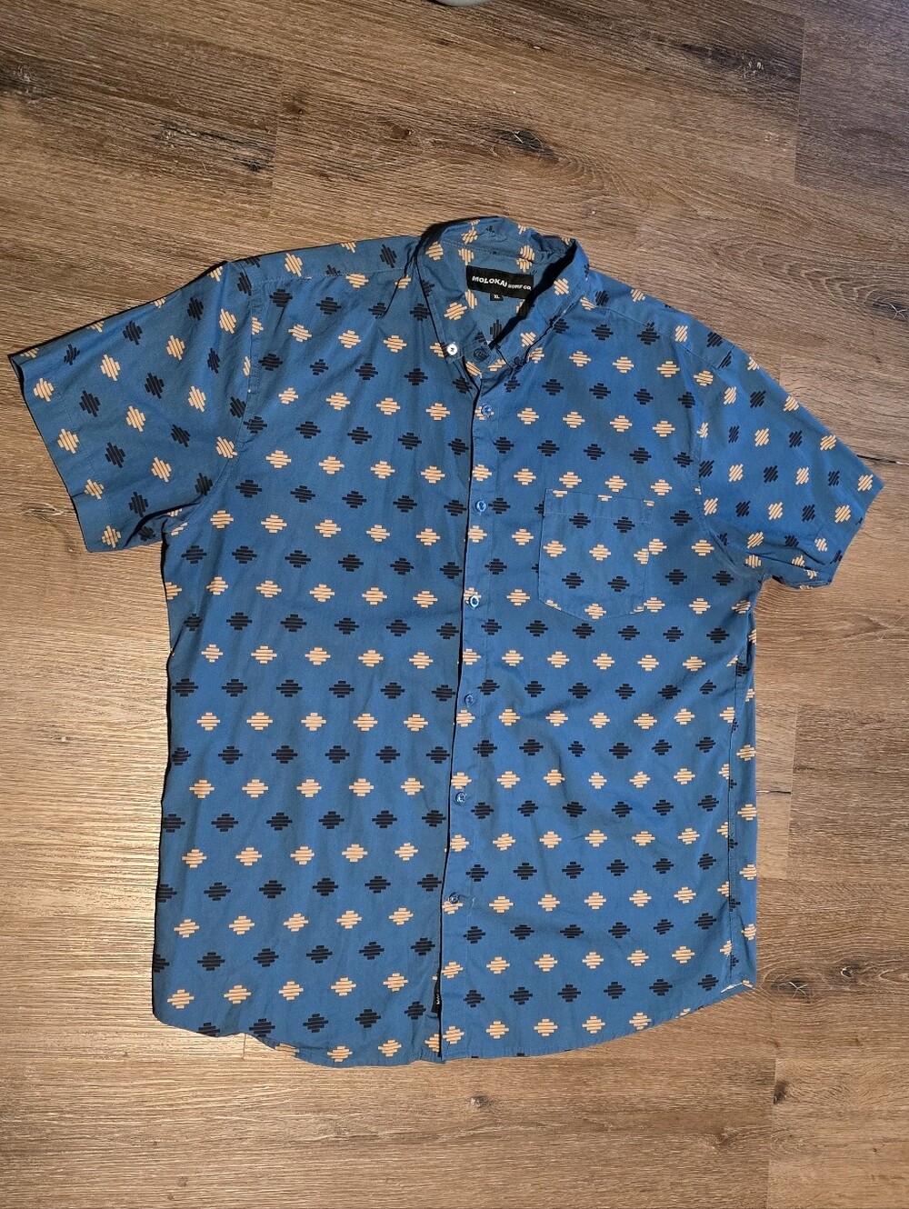 Men's Blue Aztec Short Sleeve Shirt XL